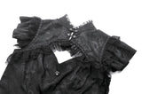 Gothic Jacquard Top with Hollow Front and Lace Trim TW642