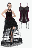 Gothic Burgundy Velvet top with Ribbon Bow and Lace-Up Sides TW643