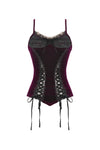 Gothic Burgundy Velvet top with Ribbon Bow and Lace-Up Sides TW643