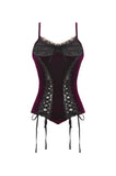 Gothic Burgundy Velvet top with Ribbon Bow and Lace-Up Sides TW643