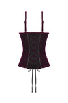 Gothic Burgundy Velvet top with Ribbon Bow and Lace-Up Sides TW643