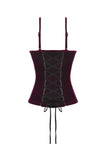 Gothic Burgundy Velvet top with Ribbon Bow and Lace-Up Sides TW643