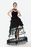 Gothic Burgundy Velvet top with Ribbon Bow and Lace-Up Sides TW643