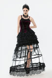 Gothic Burgundy Velvet top with Ribbon Bow and Lace-Up Sides TW643