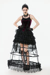 Gothic Burgundy Velvet top with Ribbon Bow and Lace-Up Sides TW643