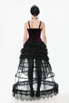 Gothic Burgundy Velvet top with Ribbon Bow and Lace-Up Sides TW643