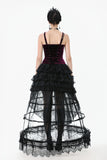 Gothic Burgundy Velvet top with Ribbon Bow and Lace-Up Sides TW643