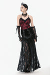 Gothic Dark Red Cami with Pleated Lace Hem TW644