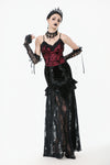 Gothic Dark Red Cami with Pleated Lace Hem TW644