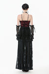 Gothic Dark Red Cami with Pleated Lace Hem TW644