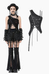Asymmetrical Ripped  Punk Cut-Out Top with Straps and Lace-Up Detail TW651