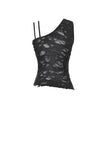 Asymmetrical Ripped  Punk Cut-Out Top with Straps and Lace-Up Detail TW651