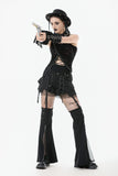Asymmetrical Ripped  Punk Cut-Out Top with Straps and Lace-Up Detail TW651