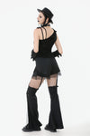 Asymmetrical Ripped  Punk Cut-Out Top with Straps and Lace-Up Detail TW651