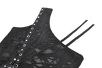 Asymmetrical Ripped  Punk Cut-Out Top with Straps and Lace-Up Detail TW651