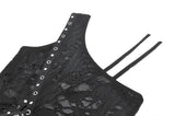 Asymmetrical Ripped  Punk Cut-Out Top with Straps and Lace-Up Detail TW651