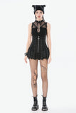 Dark Punk Mesh Strap Lace-Up Top TW673