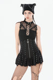 Dark Punk Mesh Strap Lace-Up Top TW673