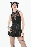 Dark Punk Mesh Strap Lace-Up Top TW673