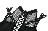 Dark Punk Mesh Strap Lace-Up Top TW673