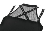 Dark Punk Mesh Strap Lace-Up Top TW673