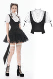 Court-Style Black White Lace Blouse TW677