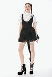 Court-Style Black White Lace Blouse TW677