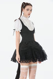 Court-Style Black White Lace Blouse TW677