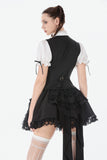 Court-Style Black White Lace Blouse TW677