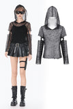 Punk Mesh Hollow-Out Hooded Top TW678