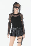 Punk Mesh Hollow-Out Hooded Top TW678