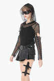 Punk Mesh Hollow-Out Hooded Top TW678