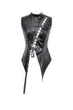 Punk Distressed Leather Lace-Up Vest TW679
