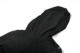 Punk Dark-Wear Hooded Crop Top with Cold-Shoulde and Metallic Pin-Chain Accents TW687