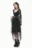 Phantom Butterfly - Gothic Dark Heart-Neck All-Over Lace Bell-Sleeve Slim Top TW689