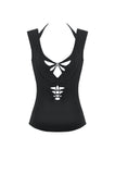 Dark Weave - Gothic Backless Spider Decor Skeleton Cut-out Halter Slim Tank Top TW694