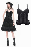 Gothic Vintage Velvet Lace Patchwork Coffin and Cross Trimmed Cami Top TW696