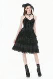 Gothic Vintage Velvet Lace Patchwork Coffin and Cross Trimmed Cami Top TW696