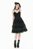 Gothic Vintage Velvet Lace Patchwork Coffin and Cross Trimmed Cami Top TW696