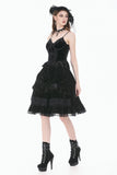 Gothic Vintage Velvet Lace Patchwork Coffin and Cross Trimmed Cami Top TW696