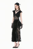 Gothic Deep-V Lace Patchwork Draped Knit Crop Top TW698