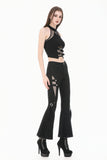 Punk Halter Crop Top with Silver Cross Ornament and Double Buckled Waist TW701