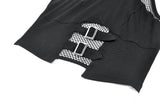Punk Halter Crop Top with Silver Cross Ornament and Double Buckled Waist TW701