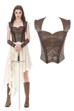 Steampunk Matte Leather Patchwork Lace Buckled Slim Cami Top TW704