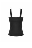 Punk Tank Top with Pentagram Mesh Inlay and Studded Vertical Tape TW706