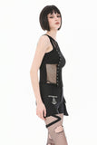 Punk Tank Top with Pentagram Mesh Inlay and Studded Vertical Tape TW706