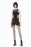 Punk Tank Top with Pentagram Mesh Inlay and Studded Vertical Tape TW706