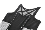 Punk Tank Top with Pentagram Mesh Inlay and Studded Vertical Tape TW706