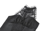 Gothic Victorian Halter Top with Lace Panel and 3D Rose Ornament  TW707