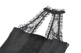 Gothic Victorian Halter Top with Lace Panel and 3D Rose Ornament  TW707